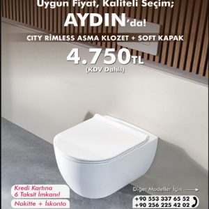 SET002008 - TURKUAZ CİTY RİMLESS ASMA KLOZET TAKIMI